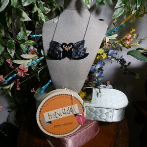 Erstwilder Double Black Swans Necklace with Original Box